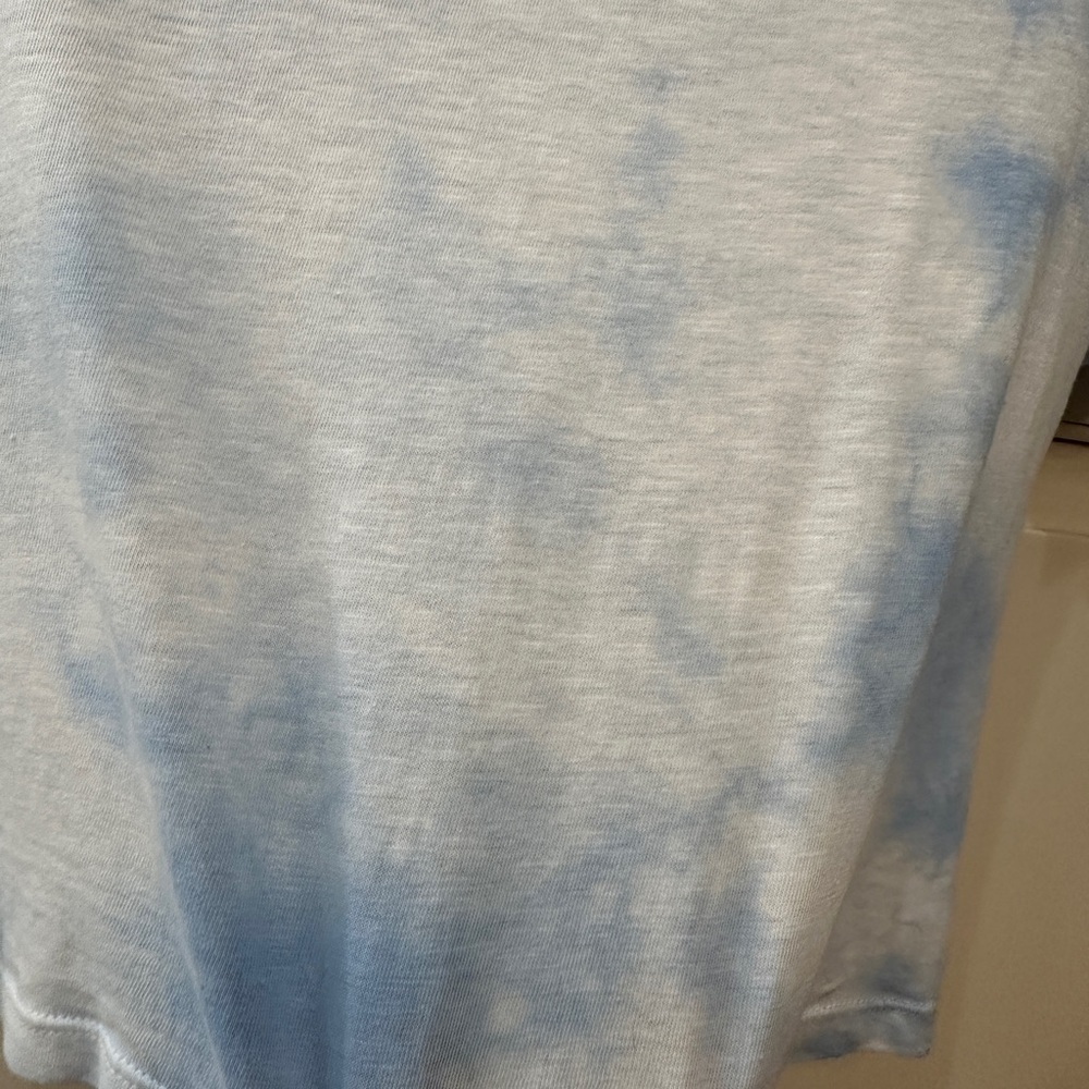 Light Blue Tie-Dye Crop Top with Drawstring - Picture 2 of 4